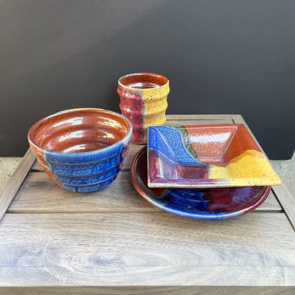 Handmade and Painted Ceramic Plates, Bowl, and Cup - Picture 12 of 12